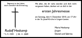 Traueranzeige von Rudolf Heskamp von Neue Osnabrücker Zeitung GmbH & Co. KG