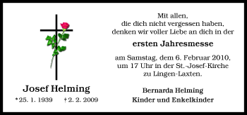 Traueranzeige von Josef Helming von Neue Osnabrücker Zeitung GmbH & Co. KG