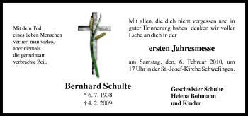 Traueranzeige von Bernhard Schulte von Neue Osnabrücker Zeitung GmbH & Co. KG