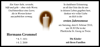 Traueranzeige von Hermann Grommel von Neue Osnabrücker Zeitung GmbH & Co. KG