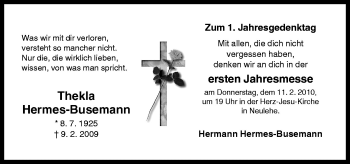 Traueranzeige von Thekla Hermes-Busemann von Neue Osnabrücker Zeitung GmbH & Co. KG