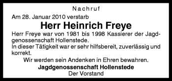 Traueranzeige von Heinrich Freye von Neue Osnabrücker Zeitung GmbH & Co. KG