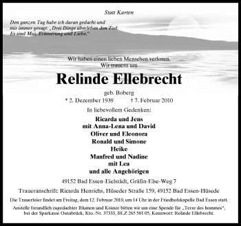 Traueranzeige von Relinde Ellebrecht von Neue Osnabrücker Zeitung GmbH & Co. KG
