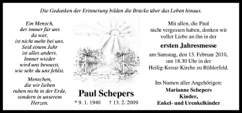 Traueranzeige von Paul Schepers von Neue Osnabrücker Zeitung GmbH & Co. KG