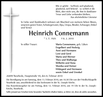 Traueranzeige von Heinrich Connemann von Neue Osnabrücker Zeitung GmbH & Co. KG