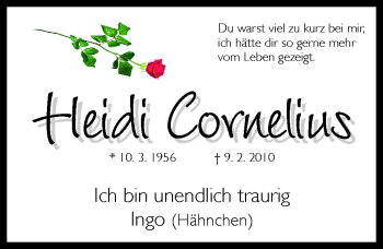 Traueranzeige von Cornelius Heidi von Neue Osnabrücker Zeitung GmbH & Co. KG