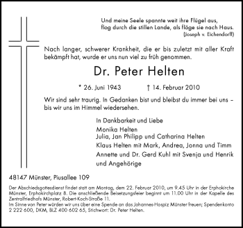 Traueranzeige von Peter Helten von Neue Osnabrücker Zeitung GmbH & Co. KG