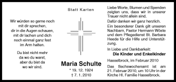 Traueranzeige von Maria Schulte von Neue Osnabrücker Zeitung GmbH & Co. KG