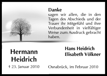 Traueranzeige von Hermann Heidrich von Neue Osnabrücker Zeitung GmbH & Co. KG