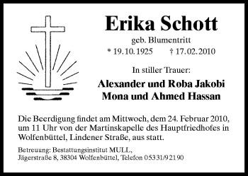 Traueranzeige von Erika Schott von Neue Osnabrücker Zeitung GmbH & Co. KG