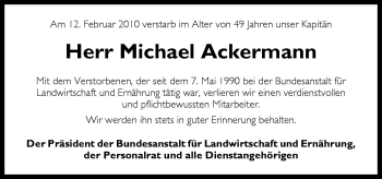 Traueranzeige von Michael Ackermann von Neue Osnabrücker Zeitung GmbH & Co. KG