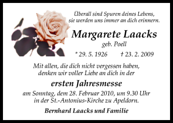 Traueranzeige von Margarete Laacks von Neue Osnabrücker Zeitung GmbH & Co. KG