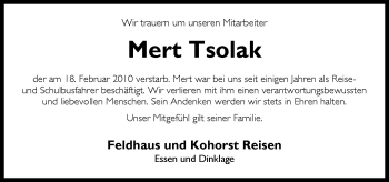 Traueranzeige von Tsolak Mert von Neue Osnabrücker Zeitung GmbH & Co. KG