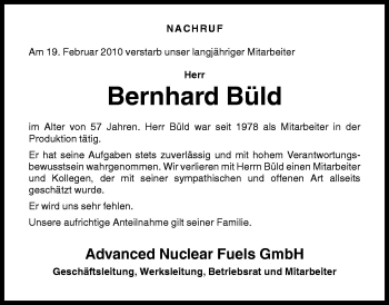 Traueranzeige von Bernhard Büld von Neue Osnabrücker Zeitung GmbH & Co. KG