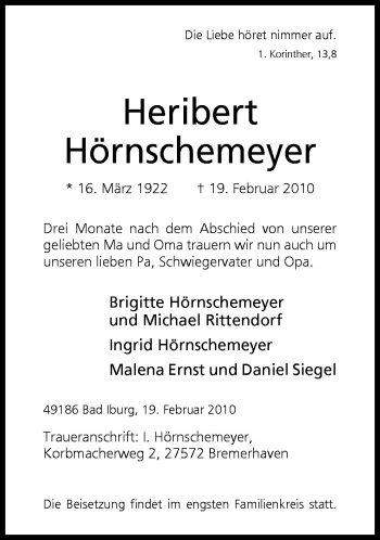 Traueranzeige von Heribert Hörnschemeyer von Neue Osnabrücker Zeitung GmbH & Co. KG