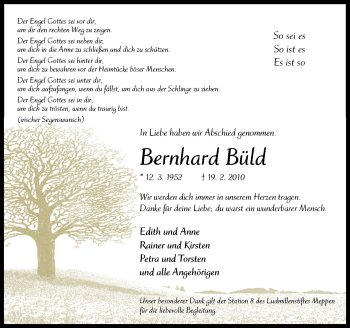 Traueranzeige von Bernhard Büld von Neue Osnabrücker Zeitung GmbH & Co. KG