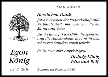 Traueranzeige von Egon König von Neue Osnabrücker Zeitung GmbH & Co. KG