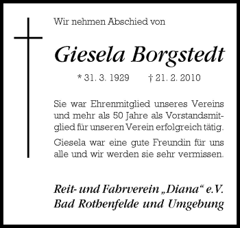Traueranzeige von Borgstedt Giesela von Neue Osnabrücker Zeitung GmbH & Co. KG