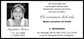 Traueranzeige von Magdalene Heinen von Neue Osnabrücker Zeitung GmbH & Co. KG