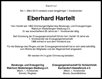 Traueranzeige von Eberhard Hartelt von Neue Osnabrücker Zeitung GmbH & Co. KG