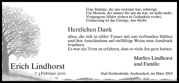 Traueranzeige von Erich Lindhorst von Neue Osnabrücker Zeitung GmbH & Co. KG