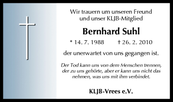 Traueranzeige von Bernhard Suhl von Neue Osnabrücker Zeitung GmbH & Co. KG
