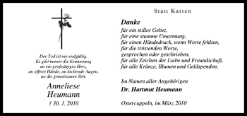 Traueranzeige von Anneliese Heimann von Neue Osnabrücker Zeitung GmbH & Co. KG