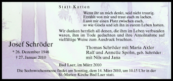 Traueranzeige von Josef Schröder von Neue Osnabrücker Zeitung GmbH & Co. KG