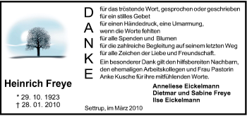 Traueranzeige von Heinrich Freye von Neue Osnabrücker Zeitung GmbH & Co. KG