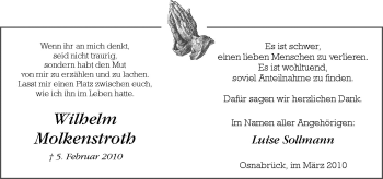 Traueranzeige von Wilhelm Molkenstroth von Neue Osnabrücker Zeitung GmbH & Co. KG