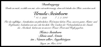 Traueranzeige von Ursula Steinborn von Neue Osnabrücker Zeitung GmbH & Co. KG
