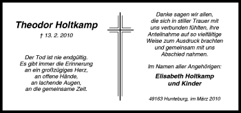 Traueranzeige von Theodor Holtkamp von Neue Osnabrücker Zeitung GmbH & Co. KG