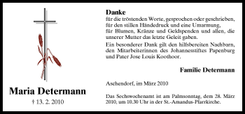 Traueranzeige von Maria Determann von Neue Osnabrücker Zeitung GmbH & Co. KG