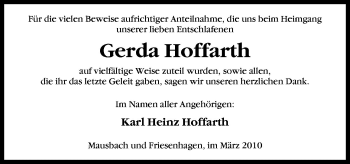 Traueranzeige von Gerda Hoffarth von Neue Osnabrücker Zeitung GmbH & Co. KG