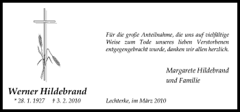 Traueranzeige von Werner Hildebrand von Neue Osnabrücker Zeitung GmbH & Co. KG