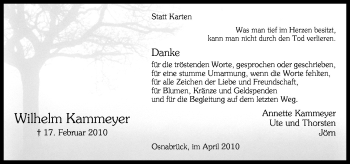 Traueranzeige von Wilhelm Kammeyer von Neue Osnabrücker Zeitung GmbH & Co. KG