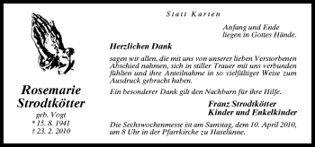 Traueranzeige von Rosemarie Strodtkötter von Neue Osnabrücker Zeitung GmbH & Co. KG