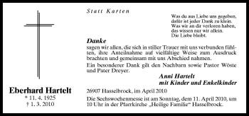 Traueranzeige von Eberhard Hartelt von Neue Osnabrücker Zeitung GmbH & Co. KG