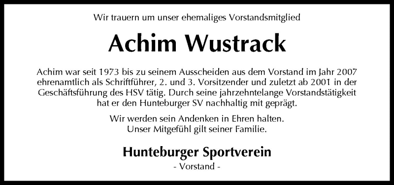  Traueranzeige für Achim Wustrack vom 08.04.2010 aus Neue Osnabrücker Zeitung GmbH & Co. KG