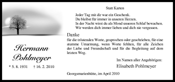 Traueranzeige von Hermann Pohlmeyer von Neue Osnabrücker Zeitung GmbH & Co. KG