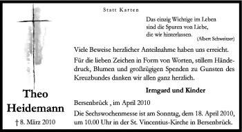 Traueranzeige von Theo Heidemann von Neue Osnabrücker Zeitung GmbH & Co. KG