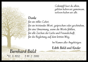 Traueranzeige von Bernhard Büld von Neue Osnabrücker Zeitung GmbH & Co. KG