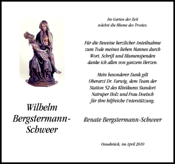 Traueranzeige von Wilhelm Bergstermann-Schweer von Neue Osnabrücker Zeitung GmbH & Co. KG