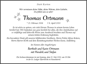 Traueranzeige von Thomas Ortmann von Neue Osnabrücker Zeitung GmbH & Co. KG