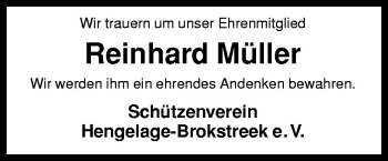 Traueranzeige von Reinhard Müller von Neue Osnabrücker Zeitung GmbH & Co. KG
