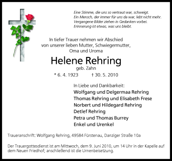 Traueranzeige von Helene Rehring von Neue Osnabrücker Zeitung GmbH & Co. KG