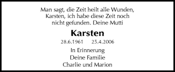 Traueranzeige von Karsten  von Neue Osnabrücker Zeitung GmbH & Co. KG