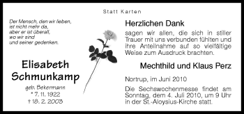 Traueranzeige von Elisabeth Schmunkamp von Neue Osnabrücker Zeitung GmbH & Co. KG