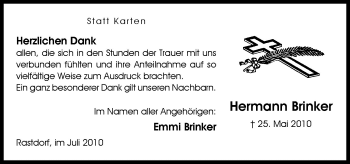 Traueranzeige von Hermann Brinker von Neue Osnabrücker Zeitung GmbH & Co. KG