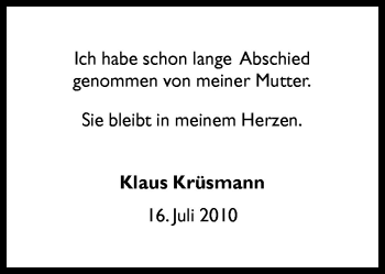 Traueranzeige von Klaus Krüsmann von Neue Osnabrücker Zeitung GmbH & Co. KG